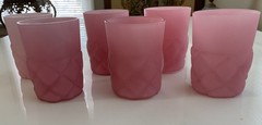 EAPG Set of 6 Tumblers Pink Consolidated Lamp & Glass Co. Florette Pattern