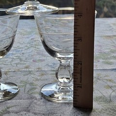 Libbey Interlude Clove Stem Spiral Cut Liquor Cocktail Glasses 4″ Set of 3 RARE