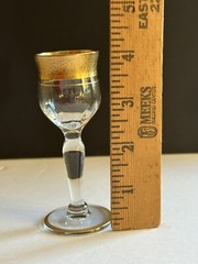 4 Ransgil Rambler Rose Optic Clear Cordial Glasses 1oz Gold Rim 4” Rare