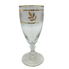 VTG Libbey Frosted Gold Leaf Cordial Stemmed Glasses 4-oz 5 3/8″ Tall Set of 6
