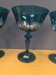 Set Of 4 Acqua Rialto Coupe Glasses By Sir Madam Millicent/ Teal Elegant Barware