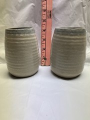 Handmade Ceramic Tumblers Set Heart Design Beige Gray Pottery unbranded