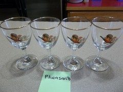 (4) Ring Necked Pheasants stemmed glasses 5 1/4″ tall hold 6 oz.