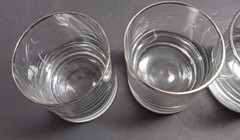 SET OF 4 ON THE ROCKS/OLD FASHIONED GLASSES 14 OZ. ETCHED INITIAL «W»