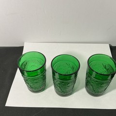Anchor Hocking Forest Green Glasses And Fruit Bowl Mixed Lot Of 5