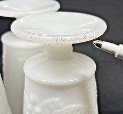 3 Milk Glass Grape Design Water /Ice Tea Footed Tumbler 12oz 5.75″ Vintage