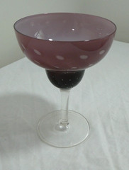 Drink Wine Glass Stemmed Purple Pink Clear 6 1/2″ Drinkware Barware Deco Vintage