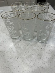 Vintage Hazel Atlas Hazelware White Wheat Cameo Glassware Set of 8
