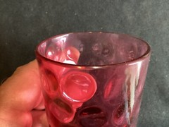 Lot of 10 Fenton Cranberry Glass 4” Tumblers Thumbprint Spot Coin Dot Optic