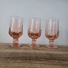Vintage Tiffin Franciscan Flamingo 3 Pink Textured Pedestal Tea or Water Goblets