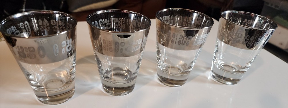 Set of 4 Vintage Atomic Starburst 3.5″ Cannonsburg Temporama Rock/Juice Glasses