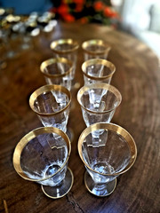 Set of 8 Tiffin Franciscan Rambler Rose 6 1/4″ H Water/Drink Goblets 24K Gold