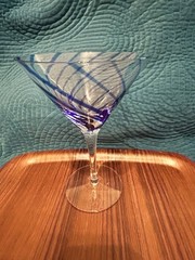 Gorgeous Martini Glasses W Blue Criss Cross Lines – 4