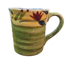 Pier 1 Stoneware Mug Handpainted Floral Elizabeth 16oz Dishwasher Safe Coffee Cu