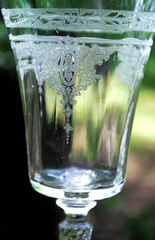 Vtg DECO Set 2 Morgantown CORINTH Water Goblets OPTIC ETCH 767 Stem 7654 c1931