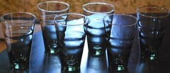 LIBBEY Vtg Set 6 SATURN OPTIC ‘RIPPLE MINT’ GREEN Highball Glass 12 oz Ring Wave