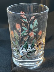 Set of 4 Vintage «PINK HOPE» Clear Floral 5 Ounce JUICE GLASSES Original Box