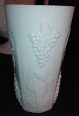 Indiana Glass Colony Harvest Grape Milk Glass Set of Pitcher & 6 Tumblers HEAVY!