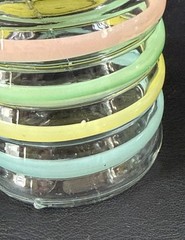 7 Petalware Pastel Bands Tumblers Corning Macbeth Evans Vintage 1930s