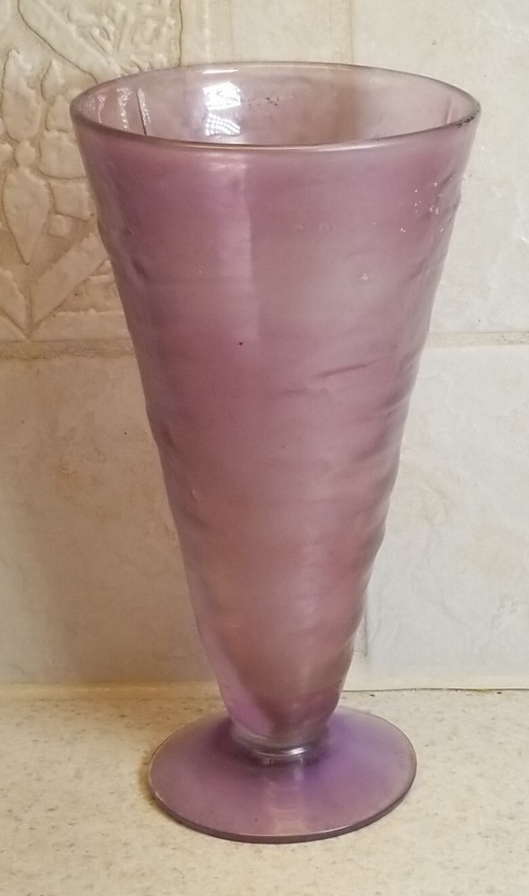c. 1927 CATALONIAN Consolidated AMETHYST WASH Tall Footed Goblet Tumbler 6 7/8″