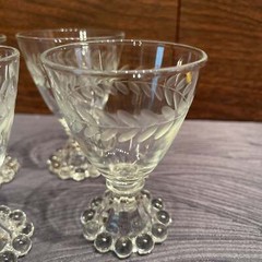 Set of 4 Anchor Hocking Laurel Leaf Etched Berwick Boopie Juice Glasses