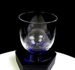 Pierre Cardin Signed Cobalt Base And Clear 7 Ounce 3 3/8″ Low Ball Glass 1970s