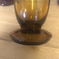 5 Vintage Footed Cocktail Dessert Glasses Etched w/Grapes & Vines Amber Olive