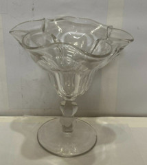 Vintage Heisey Glass Ruffled Edge Pedestal Sundae Dish R.N. 350676 Excellent