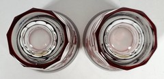 Bohemian Ruby Red Cut to Clear Vodka Sake Small Glass Tumblers 4 oz 4″ Vtg Set 2