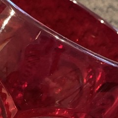 Red Glass Moon and Stars Water Goblet. Imperfection