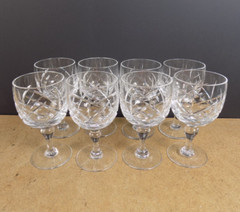 8 Thomas Webb Crystal Hatton Garden Wine Glasses 5″ Tall England
