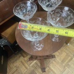 Antique Chintz Champane Coupe Fostoria Set Four Glass Goblet Stems