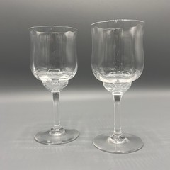 Baccarat Crystal Capri Optic Ribbed Claret Water Goblets Set of 2 France 6 5/8”