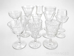 Clear Glass Tall Decorative Cordial Stemware Barware Lot – Mismatched Set of 12