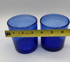 Libbey Flare Cobalt Blue Extra-Thick Old Fashioned Glasses Vintage Set of 2