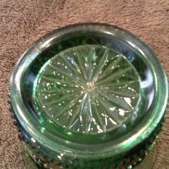 Cup Glass Emerald Green Gold EAPG Souvenir Dowagiac Michigan Vintage