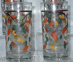 Vintage Set of 6 Libbey 14 oz Autum Fall Leaves Highball Drink Glasses 6″x2.75″
