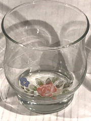 Tea Rose Glass Tumblers 8 OZ & 14 OZ Tulip Style Libbey Pfaltzgraff Set Of 7