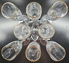 8 Lenox Monroe Gold Trim Fluted Champagne Set Crystal Clear Elegant Stemware Lot