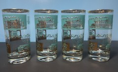Set 4 Libbey Southern Comfort 22kt Rim Gold Steamboat High Ball Barware 5 3/4″ H