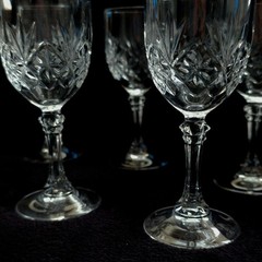 6 Vintage Crystal Cordial Glasses – 6 Point Hobstar Pattern-Hand Cut