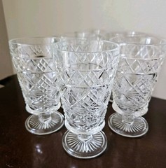 6 Vintage Hazel Atlas Iced Tea Juice Glasses Diamond Criss Cross Clear 5.5″