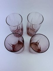 Set Of Four Vintage Libbey Imperial Plum Tumbler glasses 6.5 “ Tall VGC