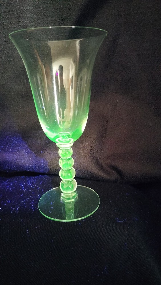 Candlewick Depression glass-Wine Glass Glows Under Black Light