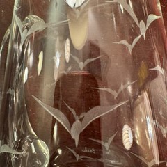 Vintage Mid Century MCM Etched Glass Seagull Pitcher Bach Bird Clear