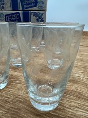 Lot 12 Libby Safedge Classic #597 Tumbler Etched Leaf NEW w/Boxes MCM