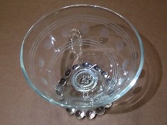 Vintage Anchor Hocking Glass Etched Polka Dot Glassware Champagne Sherbert Glass