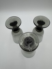 3 Libbey Nova Black, Smoke Gray Stemmed Water/ Wine Goblets