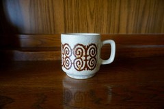 Japanese Ceramic Cream Coffee Pot Set: 70’s Butterfly Scroll Design