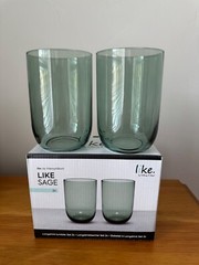 Villeroy& Boch Like Glass Highball Glass Green 12.9 Oz Crystal Glass /2 Pieces